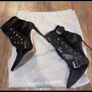 Manolo Blahnik studded fit boots